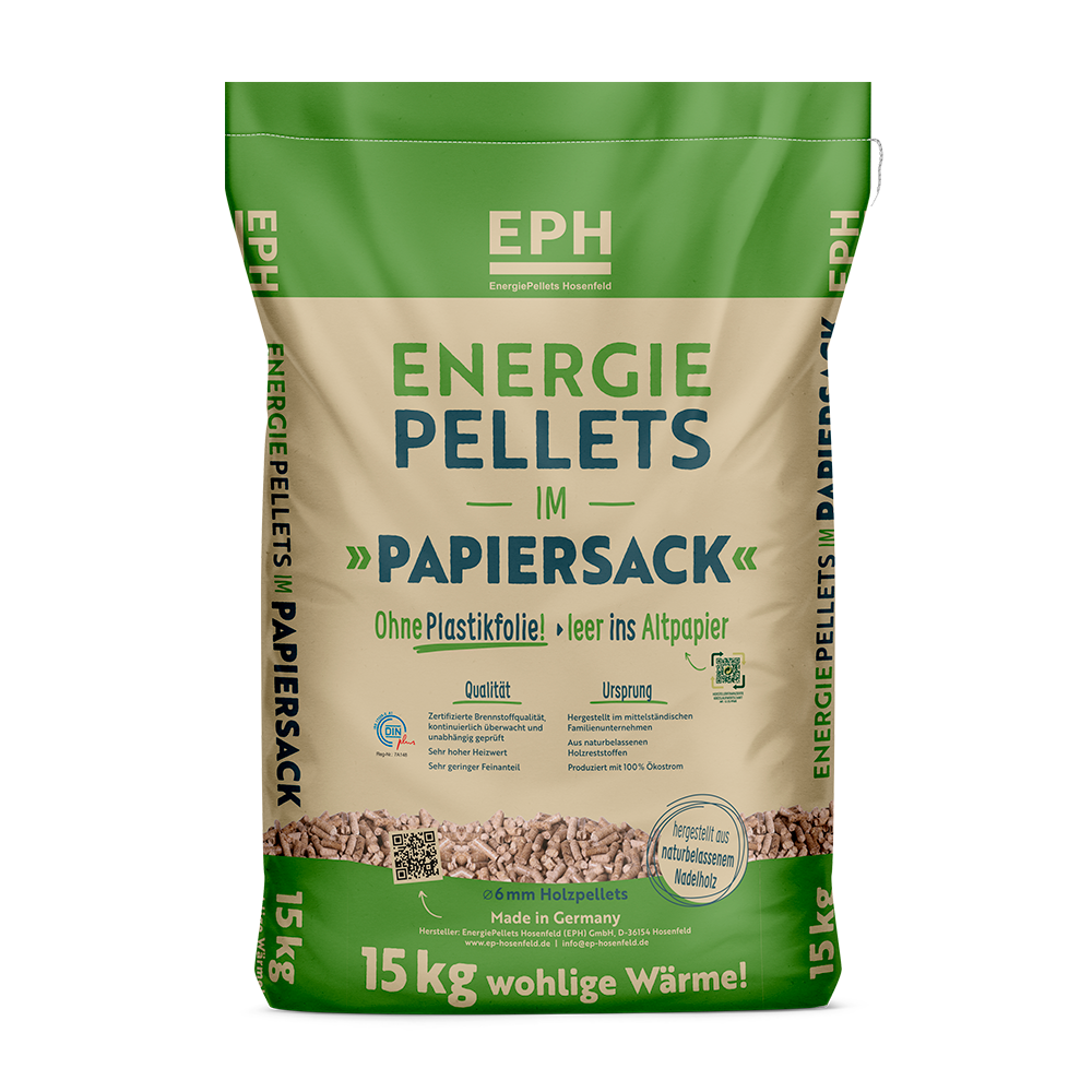 Holzpellets / Energie Pellets im Papiersack – ohne Plastikfolie!